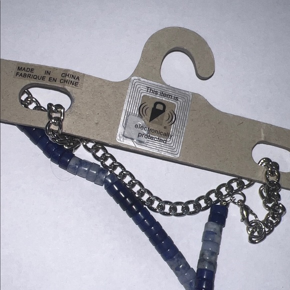 Urban Outfitters Blue Beaded Necklace with Silver Chain - Picture 3 of 3